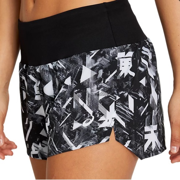 ASICS Gray Patterned Running Shorts - Picture 1 of 6
